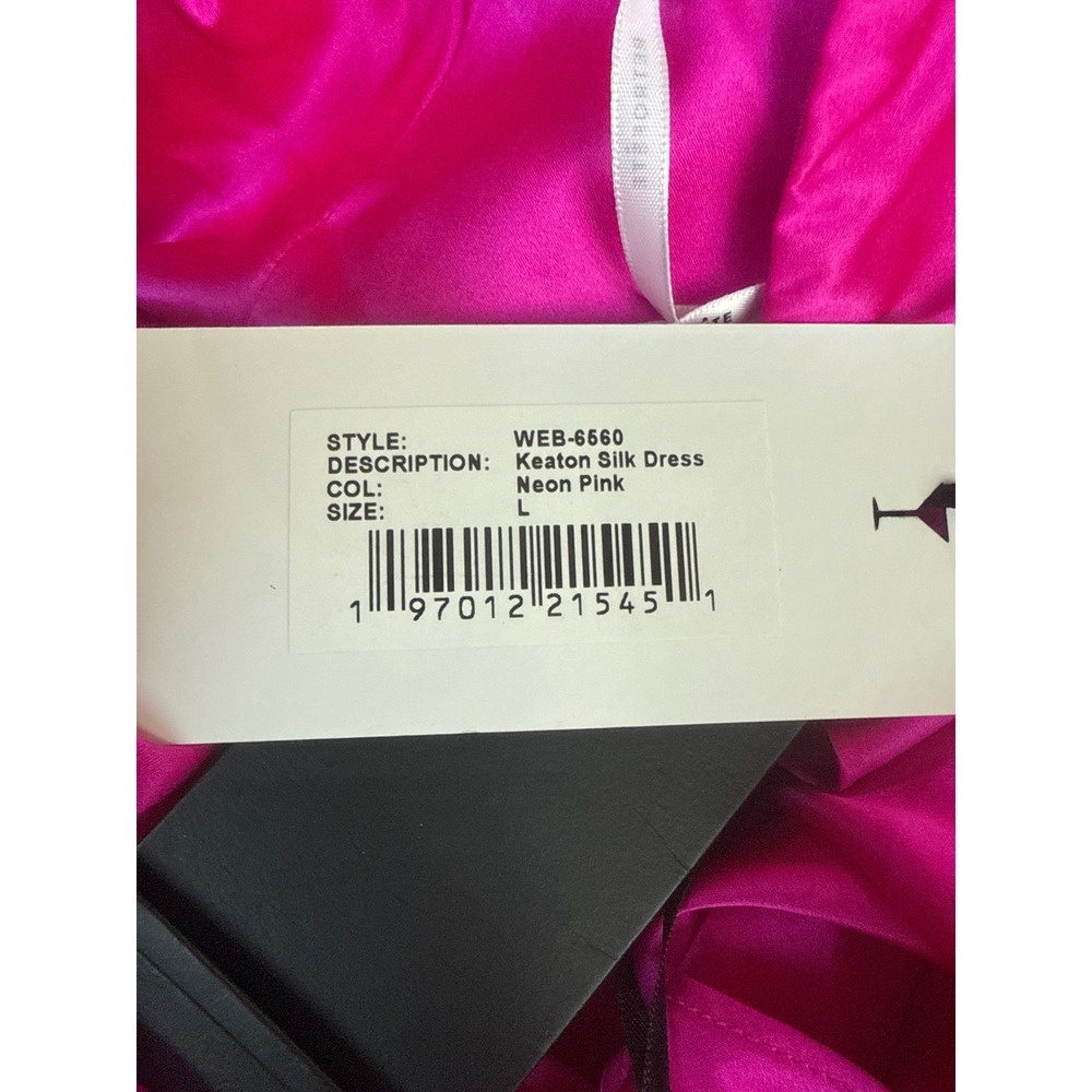 Retrofête Keaton Silk Maxi Dress‎ Neon Pink Size L NWT - Picture 8 of 8